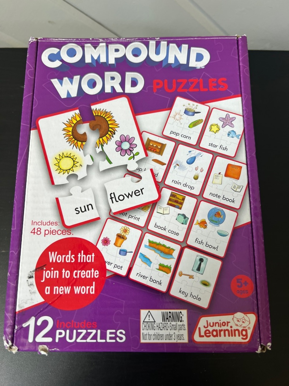 Compound Word Puzzles by Junior Learning - Purple Educational Puzzle Box